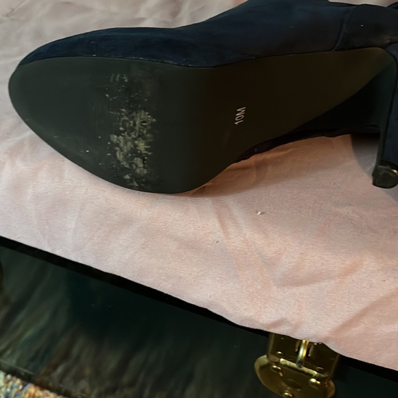 Impo Velvet Navy Booties Bow Detail on Back Sz 10M - Picture 7 of 9